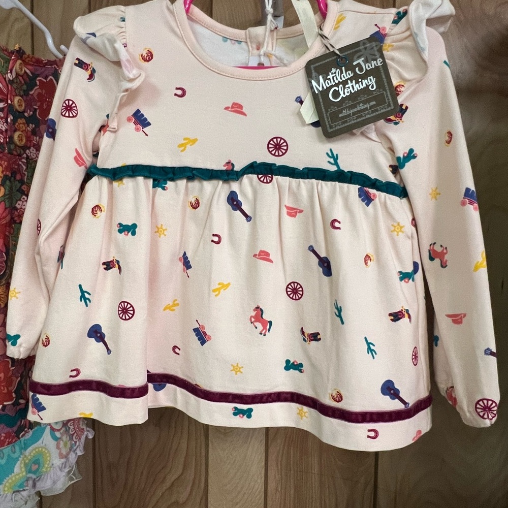 Matilda Jane Cream Long Sleeve Tee with Playful Patterns